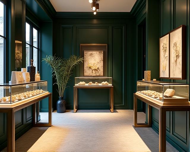 Aménagement intérieur d'une boutique de luxe dans le quartier du Marais