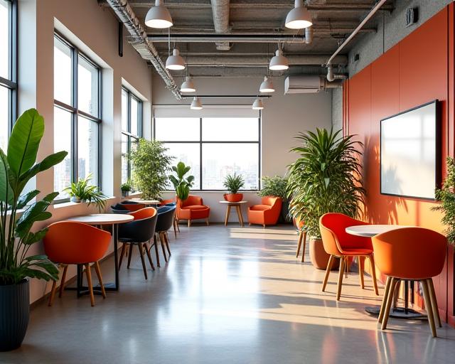 Espace de bureau lumineux et collaboratif pour une startup technologique