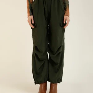 PARACHUTE PANTS WITH ADJUSTABLE SLIDER Green